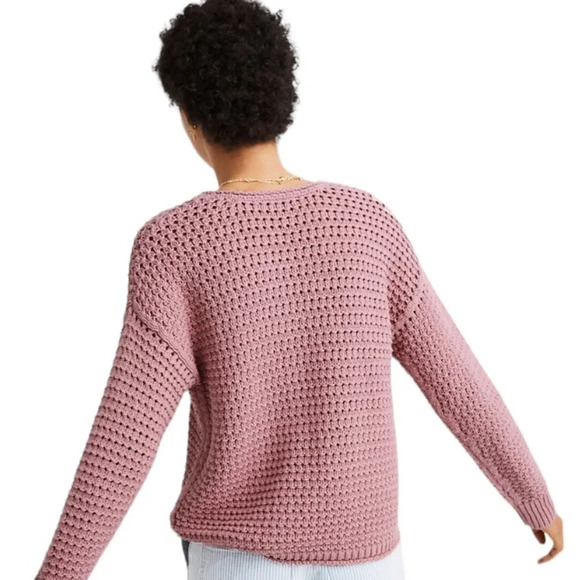 Madewell Pink Open-Stitch Austen Pullover Sweater Size M - Picture 3 of 10